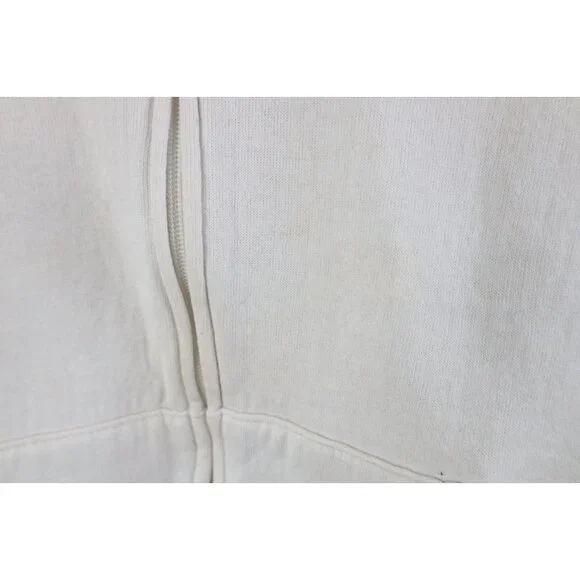 Vtg 70s Russell Athletic Mens Small Blank Full Zip Hoodie Sweatshirt White USA